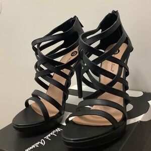 Black open toe heels